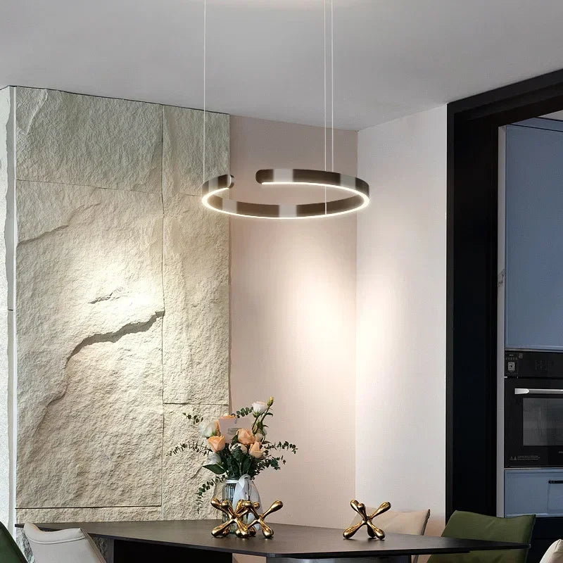 Modern Salon Design Ring Ceiling Chandelier Eye Protecting LED Lamp Bedroom Dining Room Study Pendant Lighting Fixture