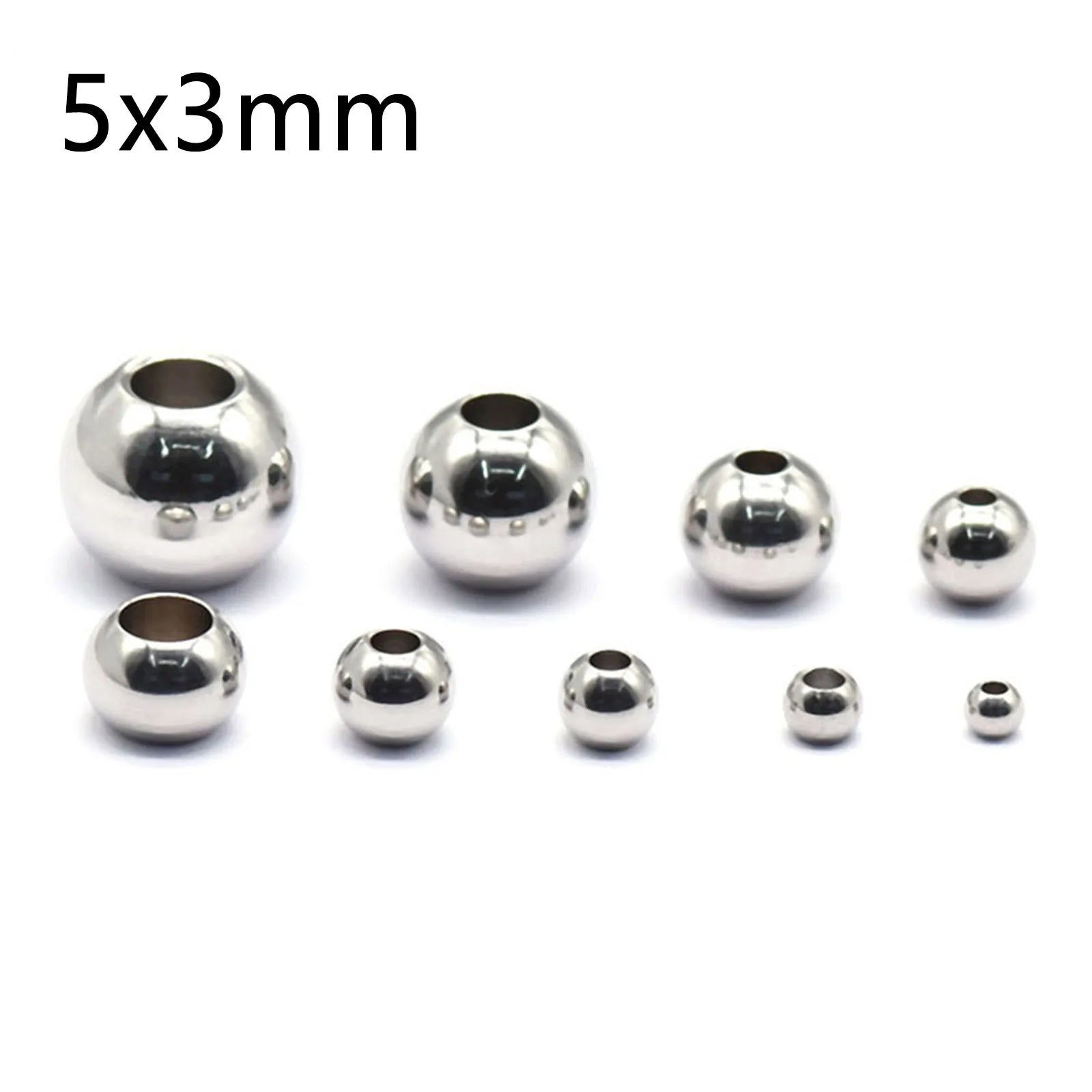 50 Piece 304 Stainless Steel Loose Spacer Beads Charms Silver Color Round Ball Beads For Jewelry Making Diy Necklace Findings