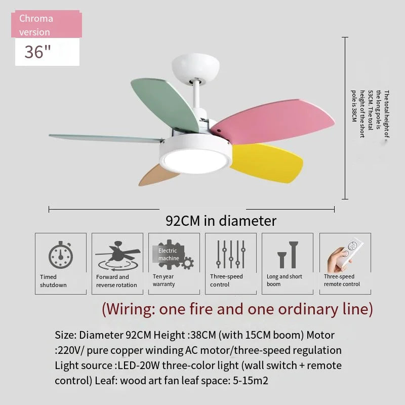Nordic Fan Light Simple Bedroom Ceiling With Light Fan Modern Family  Children's Room Low Floor Restaurant Ceiling Fan Light
