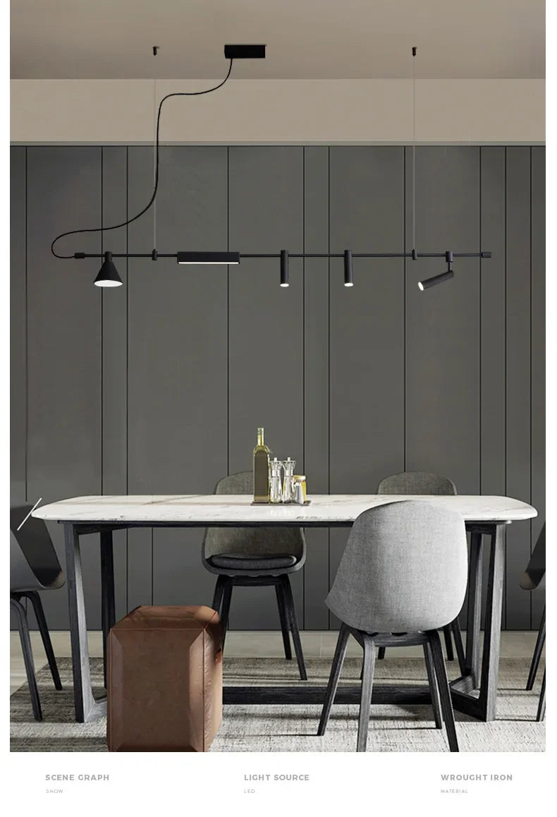 Nordic Designer Led Chandelier Spot Light Black for Table Dining Kitchen Bar Pendant Lamp Home Decor Lighting Suspension Fixture