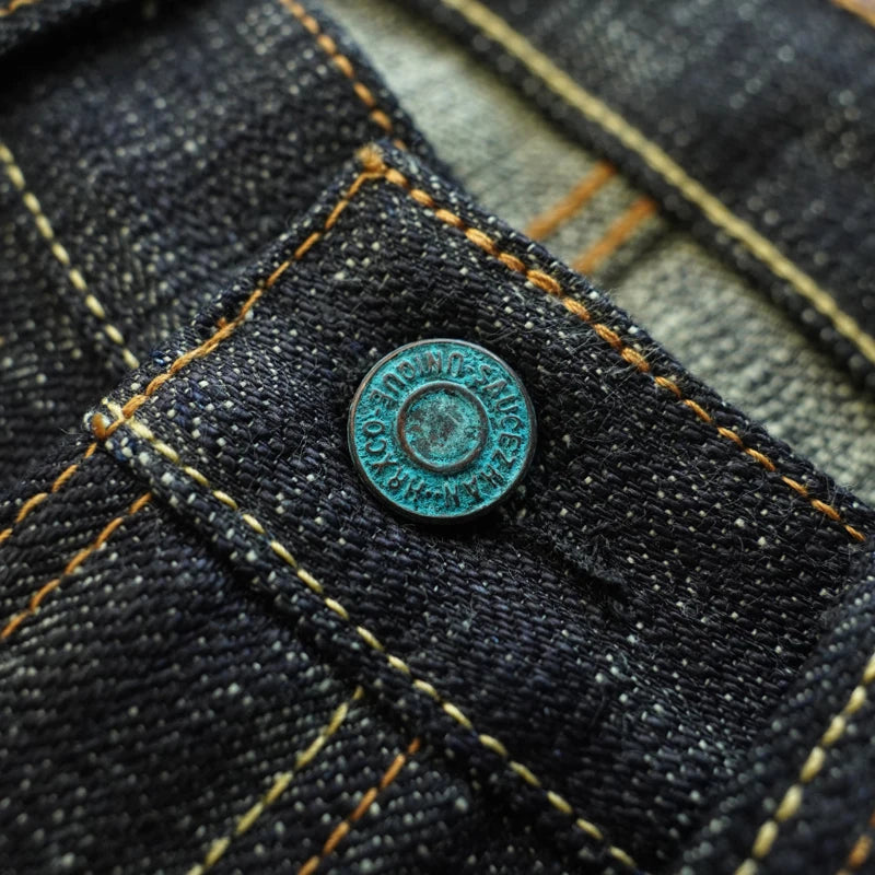 Sauce Zhan Mens Jeans Sanforized Selvedge Denim Jeans Limited EditionDouble-sided Dyeing 66 Fit 20 Oz