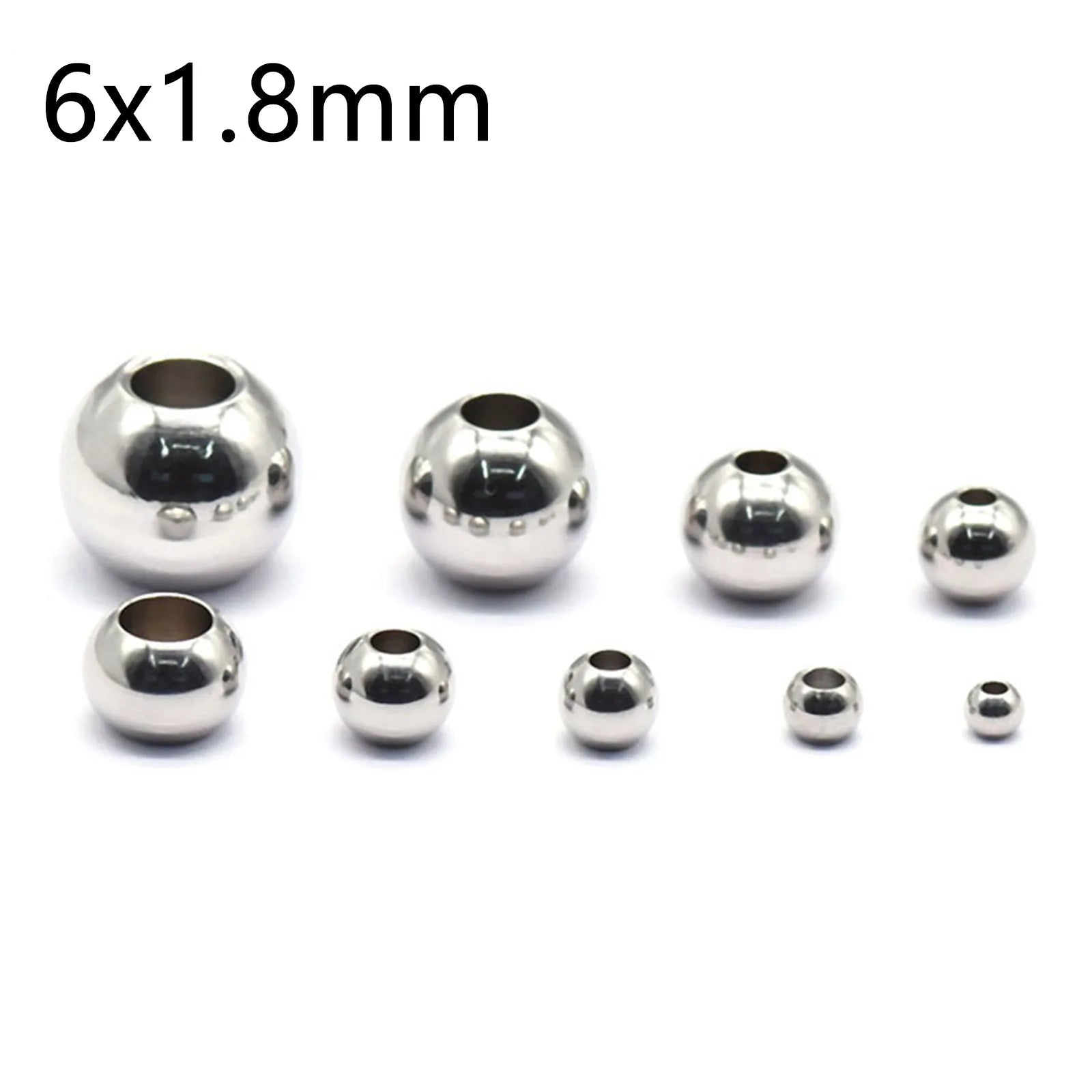50 Piece 304 Stainless Steel Loose Spacer Beads Charms Silver Color Round Ball Beads For Jewelry Making Diy Necklace Findings