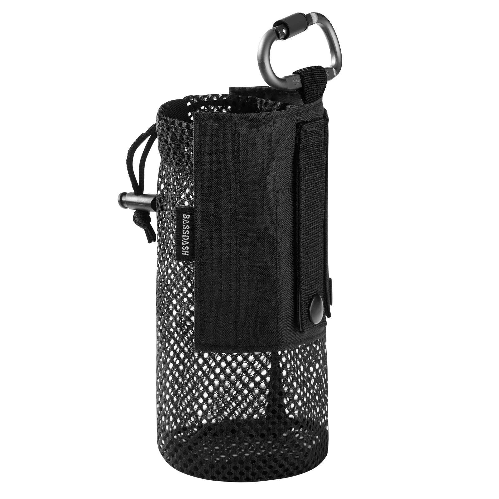 Bassdash Water Bottle Pouch with Molle Straps Belt Clip Carabiner Foldable Mesh Holder Bag for Travel Fishing Hunting Hiking