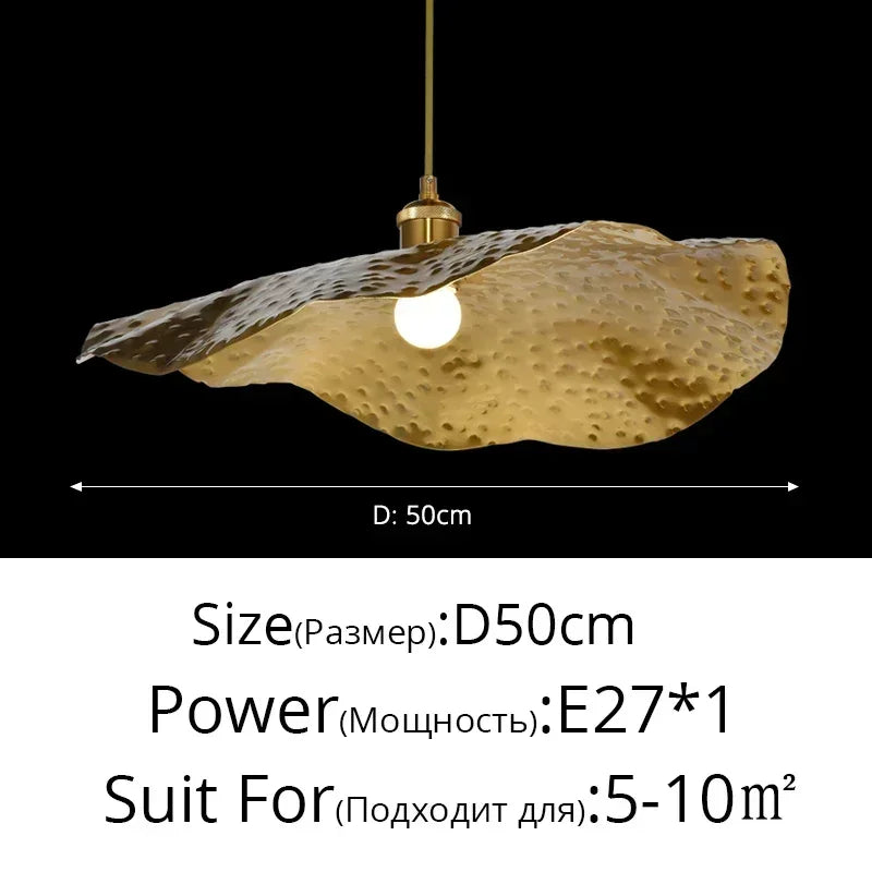 New Chinese Lotus Leaf Chandelier Zen Tea Table Hot Pot Kitchen Retro Creative Light Luxury Staircase Bar Decorative Lighting