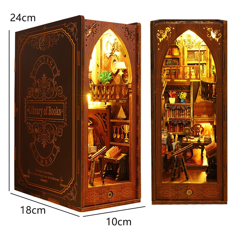 DIY Book Nook Kit Wooden Mini Doll House 3D Puzzle Model Bookshelf Bookends Making Room Toys Home Bedroom Decorations Gifts