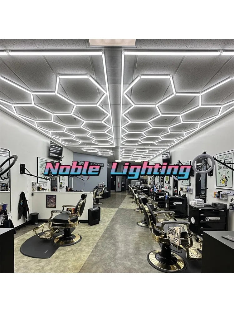 Customized Barbershop Hair Salon Hexagon Led Lights Garage Lamp Honeycomb Led Light for Showroom Ceiling Light Hexagon Light
