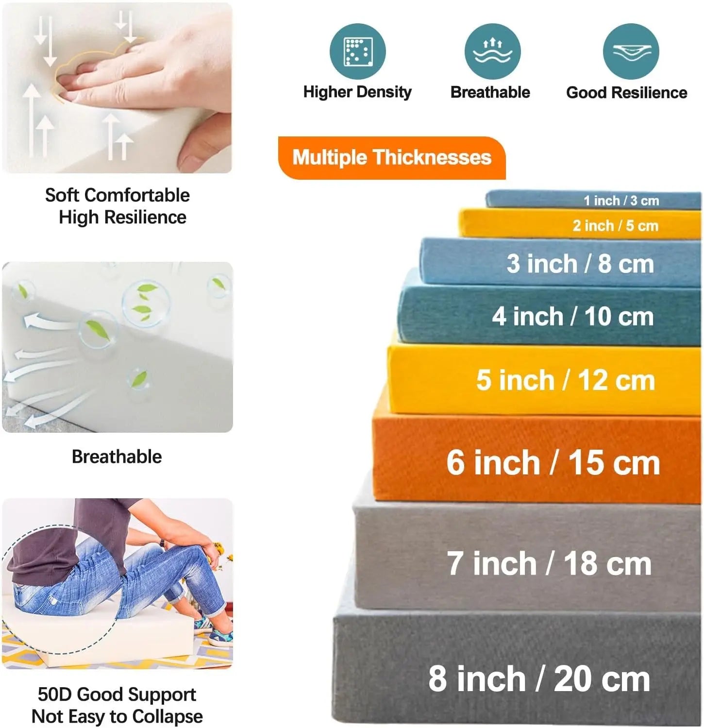 Bench Cushion Custom Bay Window Cushion 50Dhigh Density Sponge Chair Seat Sofa Pillow For Sofas Garden Bench Seat Swing Backseat