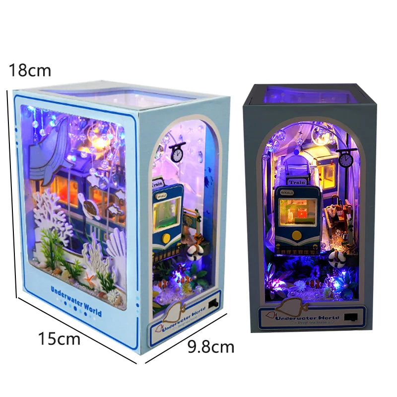 DIY Book Nook Kit Wooden Mini Doll House 3D Puzzle Model Bookshelf Bookends Making Room Toys Home Bedroom Decorations Gifts