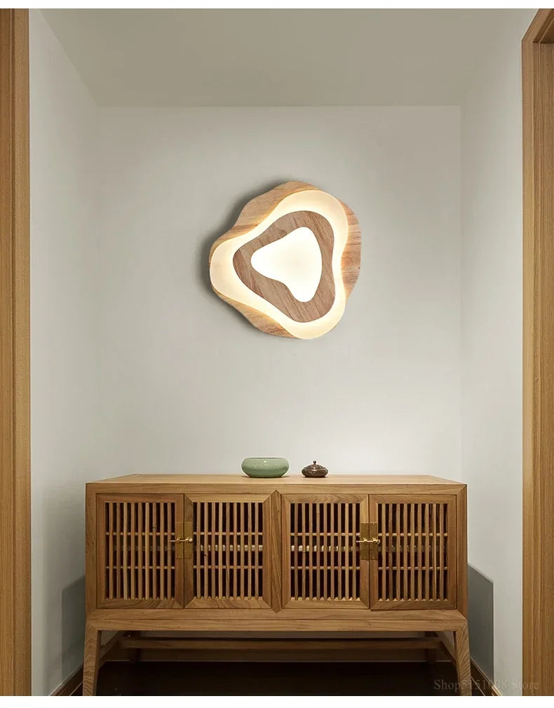 Chinese Zen lustre Wood Ceiling Lamp Creative Cloud Acrylic led lights Hotel Restaurant Tearoom Lounge Bedroom Balcony Lighting