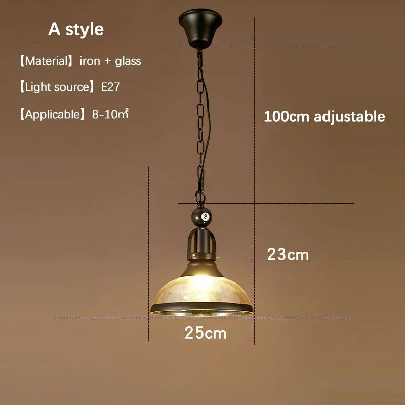 Restaurant Bar Counter Clothing Store Hot Pot Room Decoration Creative Personality Nostalgic Industrial Retro Billiard Pendant