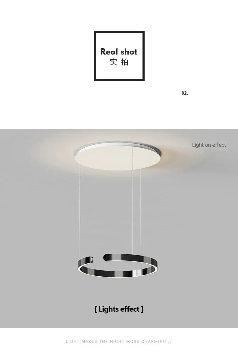 Modern Salon Design Ring Ceiling Chandelier Eye Protecting LED Lamp Bedroom Dining Room Study Pendant Lighting Fixture