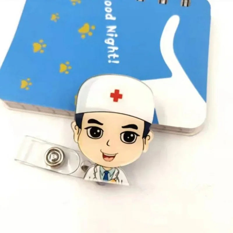 1pc Retractable Nurse Badge Reel Clip Students ID Card Badge Holder Accessories Cute Id Badge Reel School Supplies