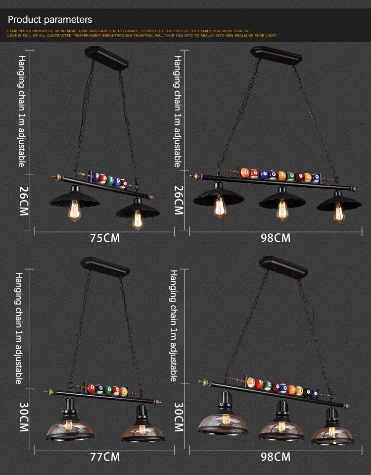 Restaurant Bar Counter Clothing Store Hot Pot Room Decoration Creative Personality Nostalgic Industrial Retro Billiard Pendant