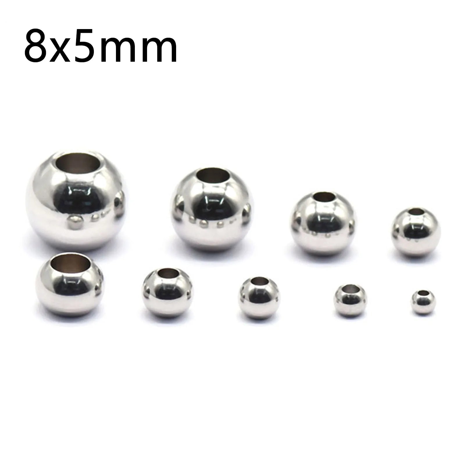 50 Piece 304 Stainless Steel Loose Spacer Beads Charms Silver Color Round Ball Beads For Jewelry Making Diy Necklace Findings
