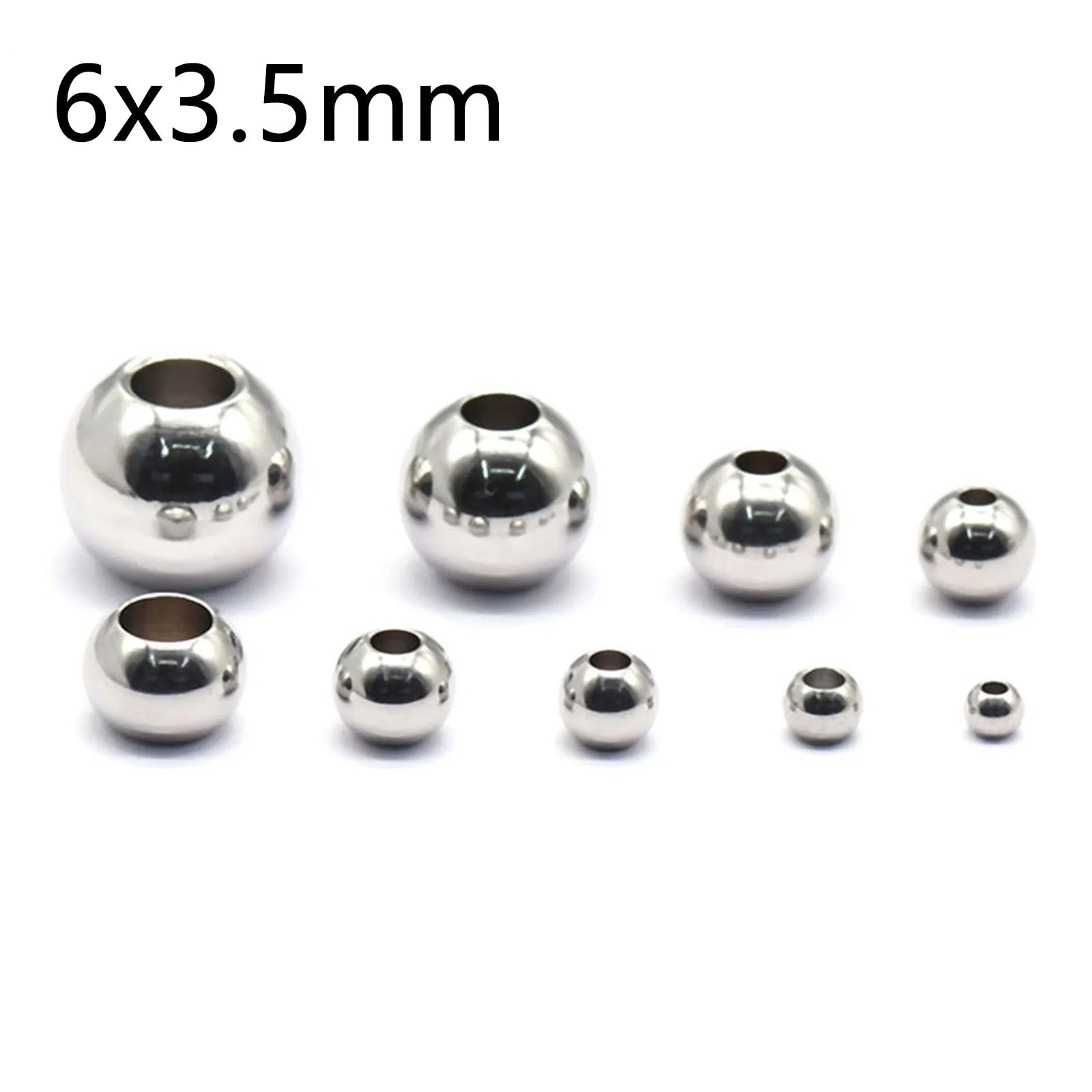 50 Piece 304 Stainless Steel Loose Spacer Beads Charms Silver Color Round Ball Beads For Jewelry Making Diy Necklace Findings