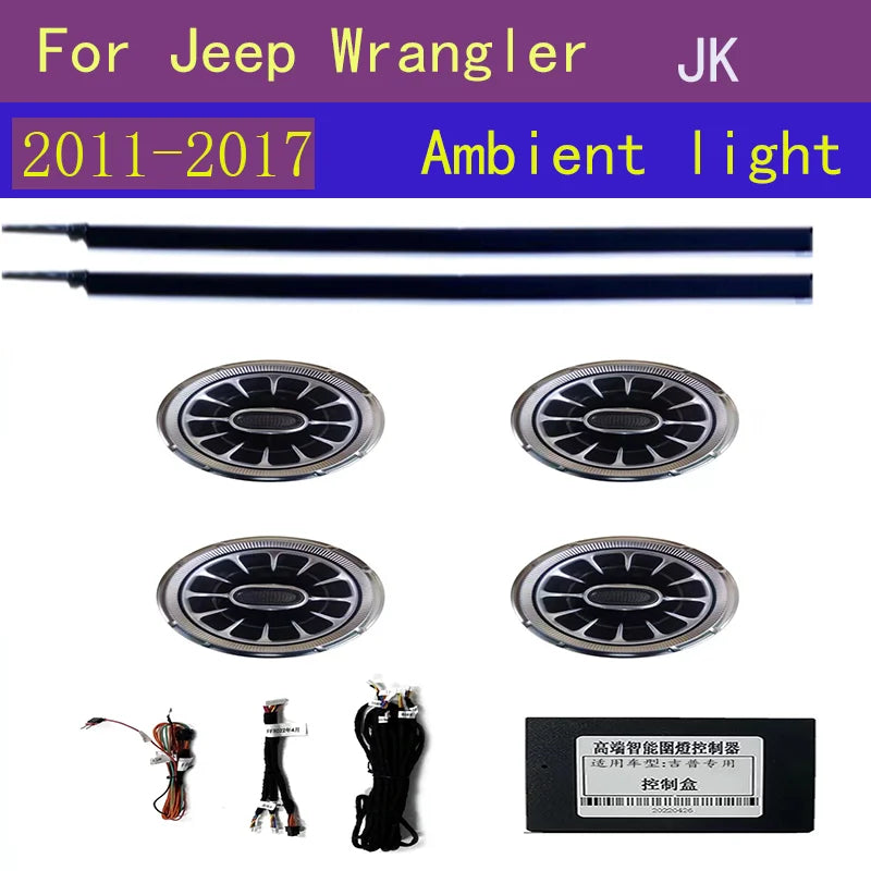 LED 64 colors Turbine Outlet LED Ambient Light For Jeep Wrangler JL 2018 - 2022  JK 2011-2017 Front Air Vent Inlet  Ambient Lamp