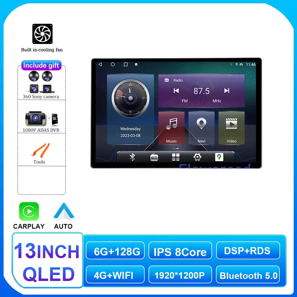 13.1 Inch Car Radio Android 14 For Jeep Wrangler 3 JK 2010 - 2018 GPS Navigation Auto Stereo Multimedia Player