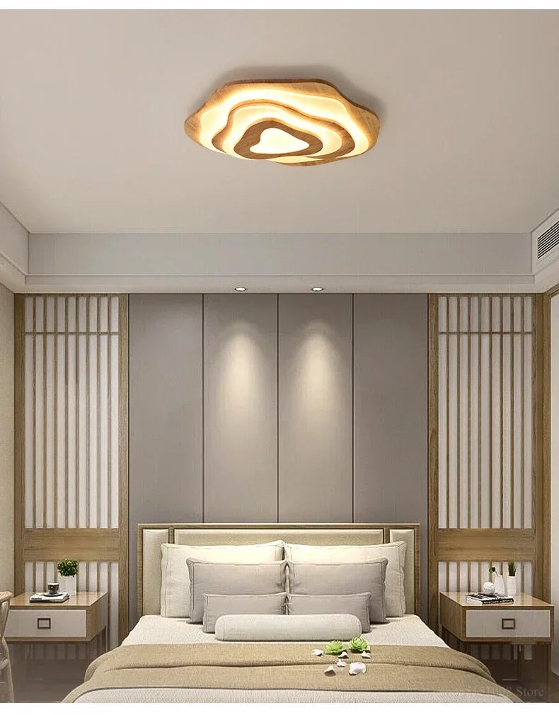 Chinese Zen lustre Wood Ceiling Lamp Creative Cloud Acrylic led lights Hotel Restaurant Tearoom Lounge Bedroom Balcony Lighting