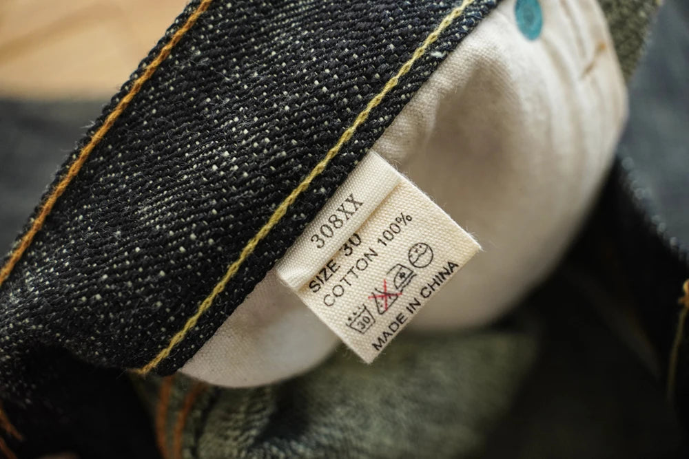 Sauce Zhan Mens Jeans Sanforized Selvedge Denim Jeans Limited EditionDouble-sided Dyeing 66 Fit 20 Oz