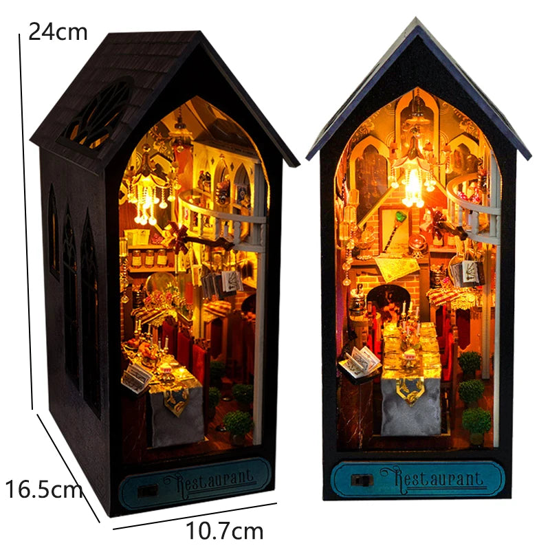 DIY Book Nook Kit Wooden Mini Doll House 3D Puzzle Model Bookshelf Bookends Making Room Toys Home Bedroom Decorations Gifts