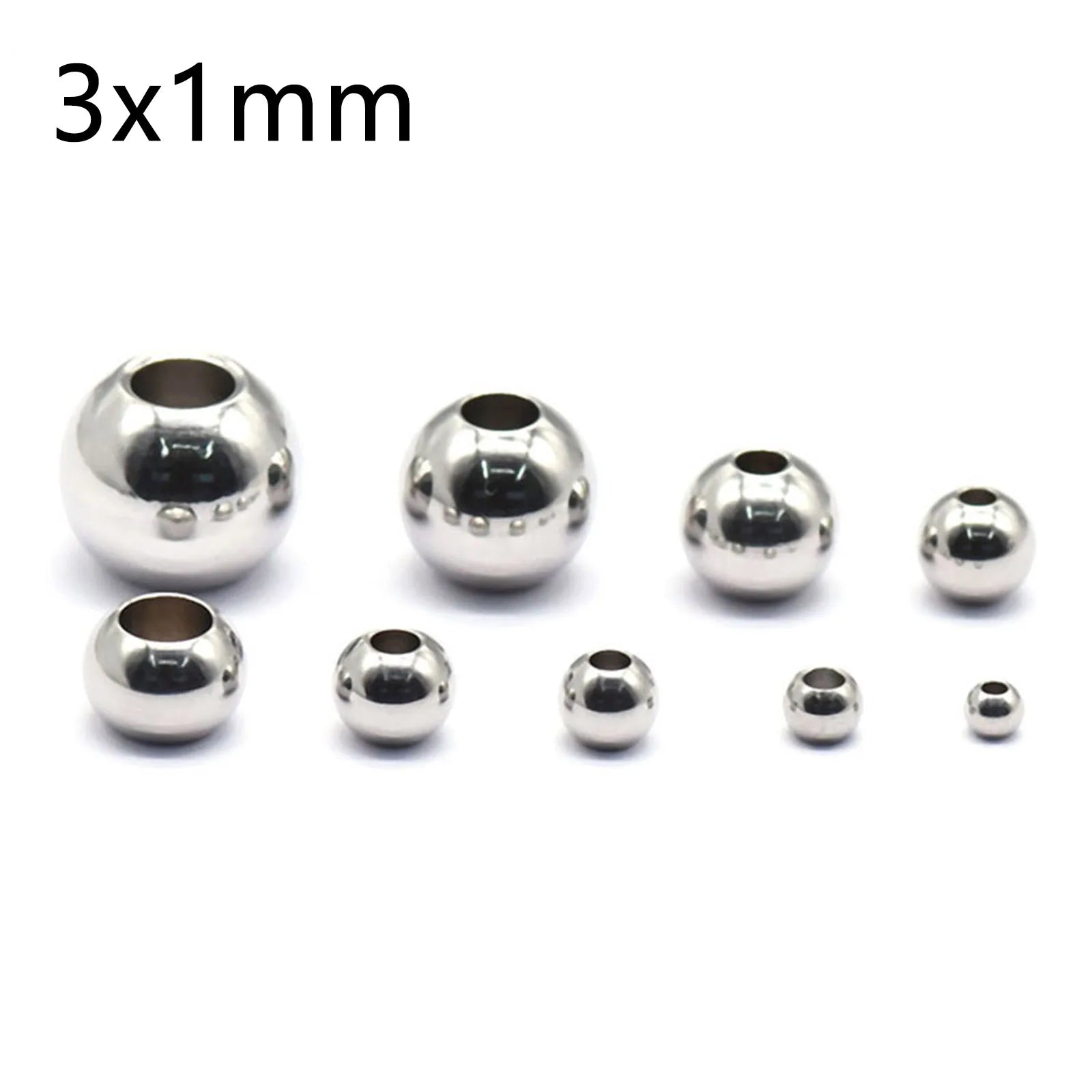 50 Piece 304 Stainless Steel Loose Spacer Beads Charms Silver Color Round Ball Beads For Jewelry Making Diy Necklace Findings