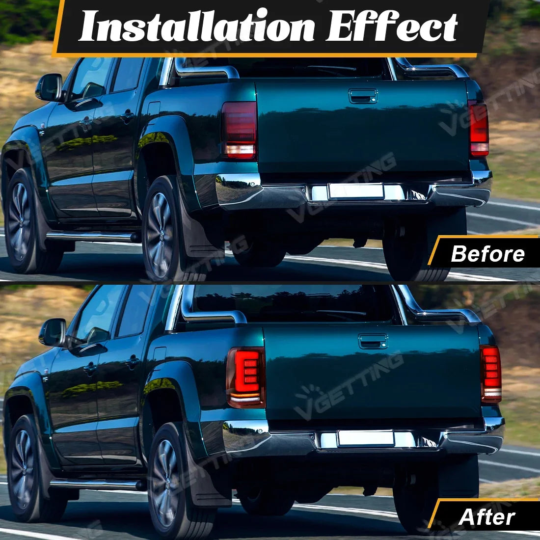 For VW Volkswagen Amarok V6 2008 - 2022 Tail Lamps Turn Signal Rear Brake Reverse Running Light Taillights Car Accessories 12V