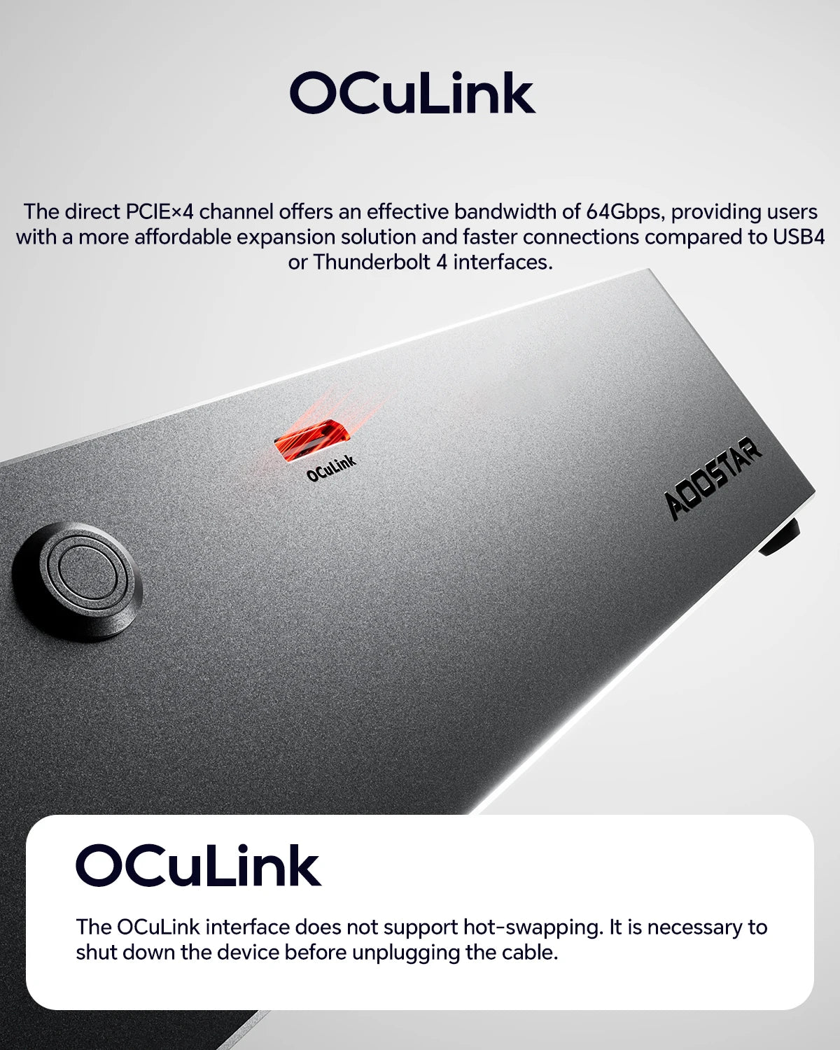 AOOSTAR AG01 External Graphics Card Dock with OCulink Port Built-in Huntkey 800W Power Supply for Gaming PC EGPU Docking Station