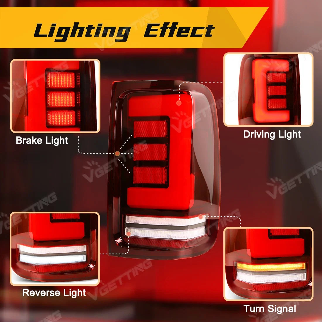 For VW Volkswagen Amarok V6 2008 - 2022 Tail Lamps Turn Signal Rear Brake Reverse Running Light Taillights Car Accessories 12V