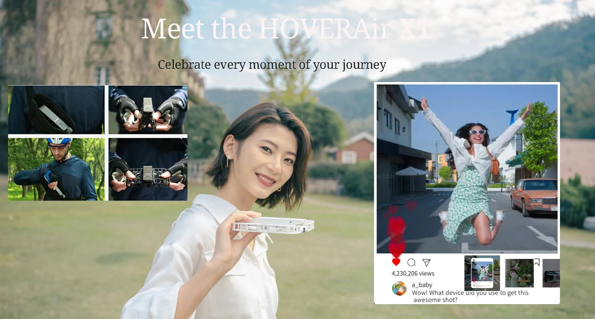 HoverAir X1 Flying Drone Camera 125g Ultra-Light Foldable Portable Unlock Advanced Shots Dronie View For Outdoor Hover Air X1