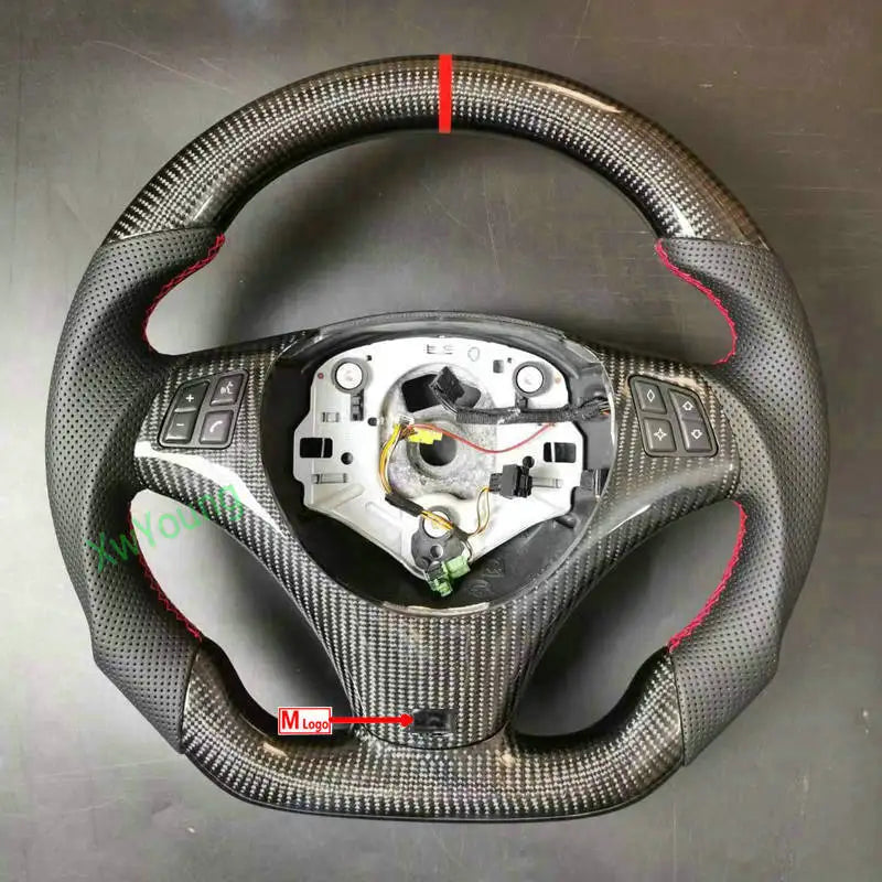 For BMW 3 Series E82 E84 E87 X1 E90 320d E92 E93 320i(No Paddle Shifters) 100% Real Carbon Fiber Car Steering Wheel