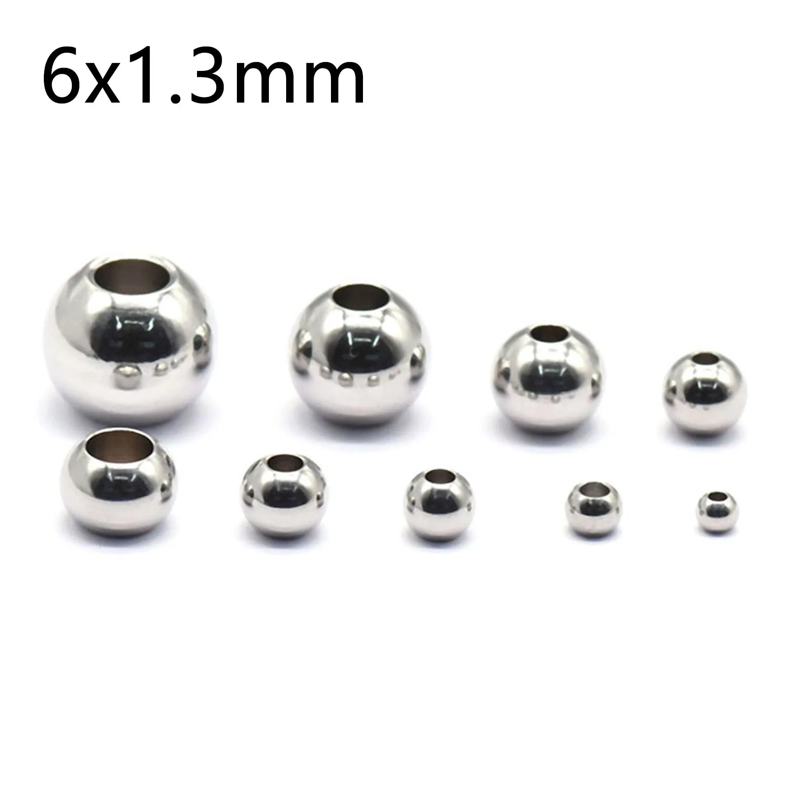50 Piece 304 Stainless Steel Loose Spacer Beads Charms Silver Color Round Ball Beads For Jewelry Making Diy Necklace Findings