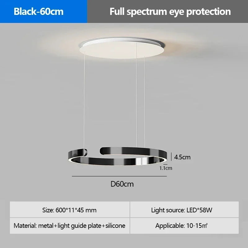 Modern Salon Design Ring Ceiling Chandelier Eye Protecting LED Lamp Bedroom Dining Room Study Pendant Lighting Fixture