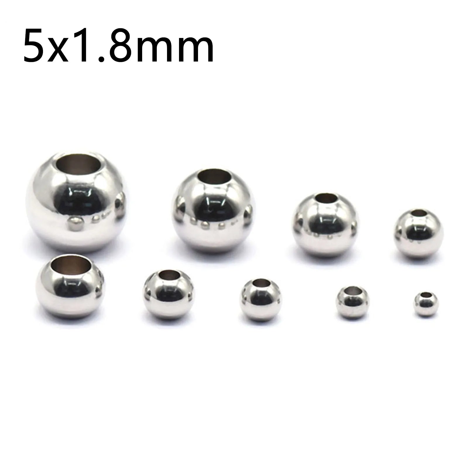 50 Piece 304 Stainless Steel Loose Spacer Beads Charms Silver Color Round Ball Beads For Jewelry Making Diy Necklace Findings