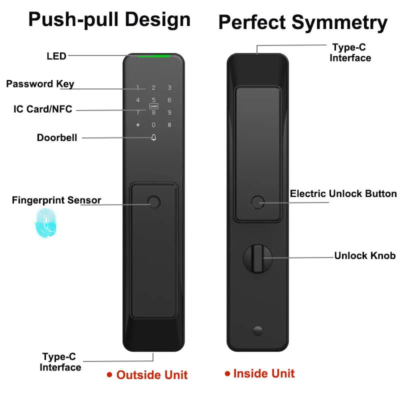 NEW RAYKUBE KX2 TT Lock Bluetooth Full-automatic Electronic Smart Door Lock With Biometric Fingerprint APP NFC Key Unlock