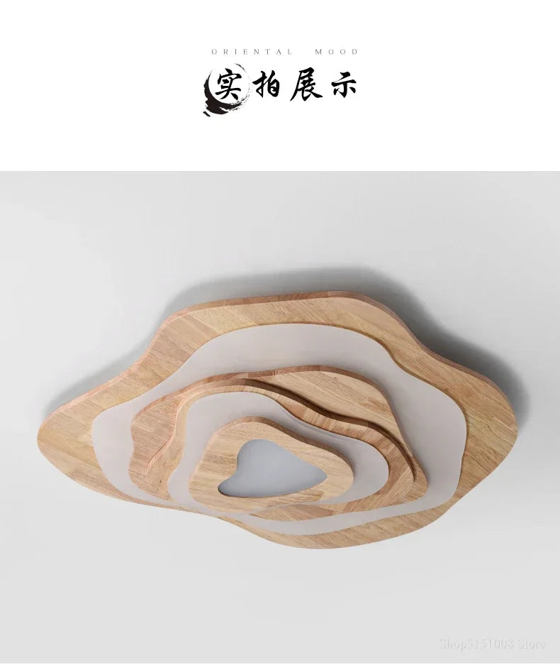 Chinese Zen lustre Wood Ceiling Lamp Creative Cloud Acrylic led lights Hotel Restaurant Tearoom Lounge Bedroom Balcony Lighting