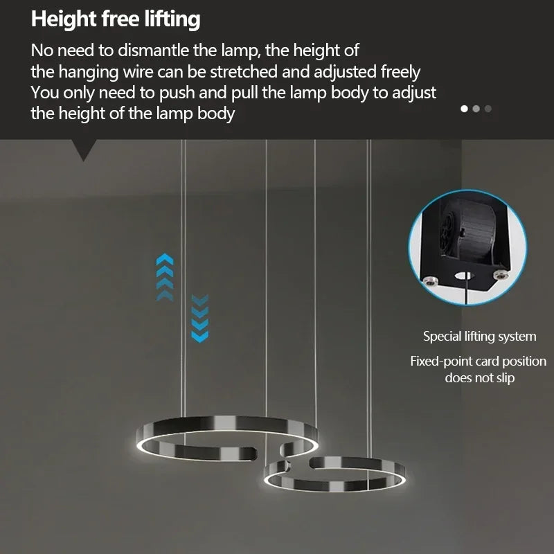 Modern Salon Design Ring Ceiling Chandelier Eye Protecting LED Lamp Bedroom Dining Room Study Pendant Lighting Fixture