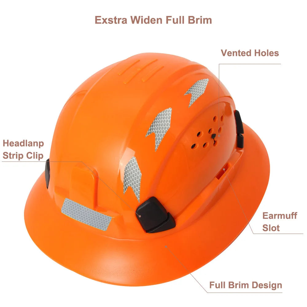 Full Brim Safety Helmet Lightweight Sunshade Breathable Work Protective Rescue Cap CE ANSI Construction Hard Hat Head Protection