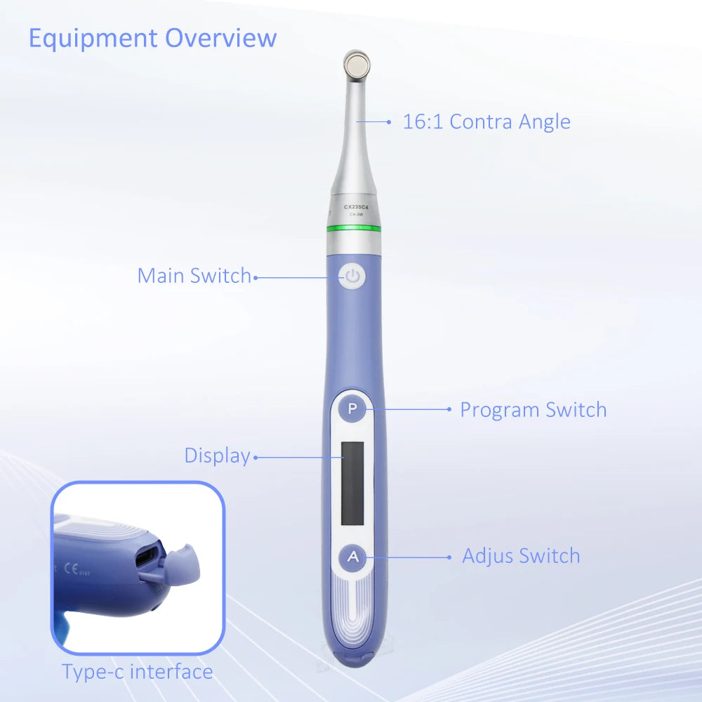 Dental Wireless Endo Motor 16:1 Head 360°Adjustable Handpiece for Root Canal Treat T-Mode COXO C-SMART NOVA Endodontic Motor