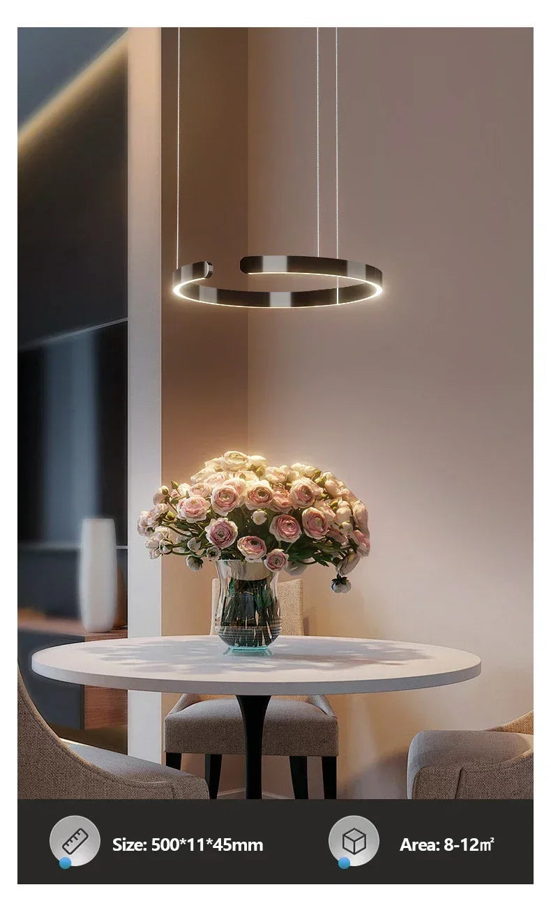 Modern Salon Design Ring Ceiling Chandelier Eye Protecting LED Lamp Bedroom Dining Room Study Pendant Lighting Fixture