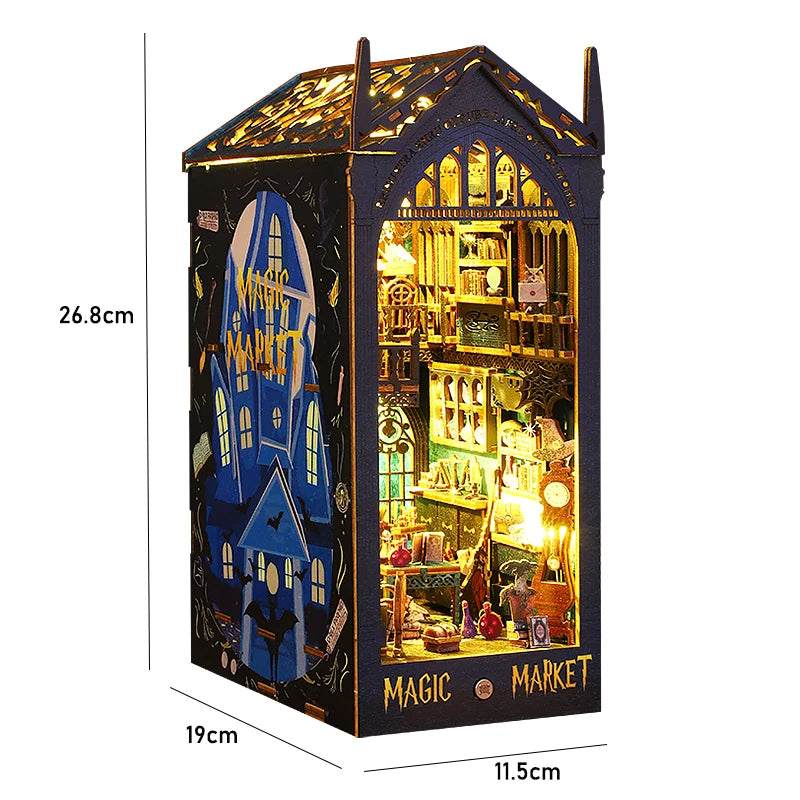 DIY Book Nook Kit Wooden Mini Doll House 3D Puzzle Model Bookshelf Bookends Making Room Toys Home Bedroom Decorations Gifts