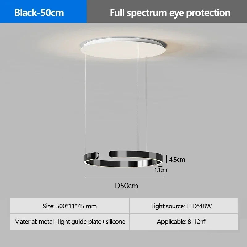 Modern Salon Design Ring Ceiling Chandelier Eye Protecting LED Lamp Bedroom Dining Room Study Pendant Lighting Fixture