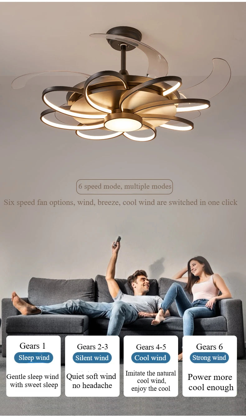 Nordic bedroom decor led lights for room Ceiling fan light lamp restaurant dining room Ceiling fans with lights remote control