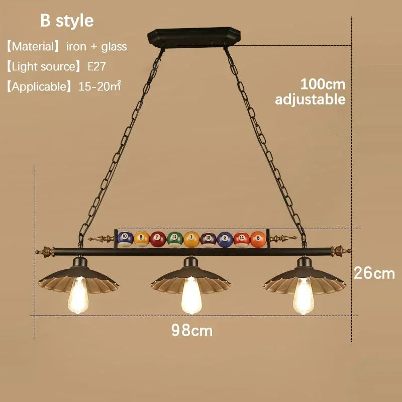 Restaurant Bar Counter Clothing Store Hot Pot Room Decoration Creative Personality Nostalgic Industrial Retro Billiard Pendant