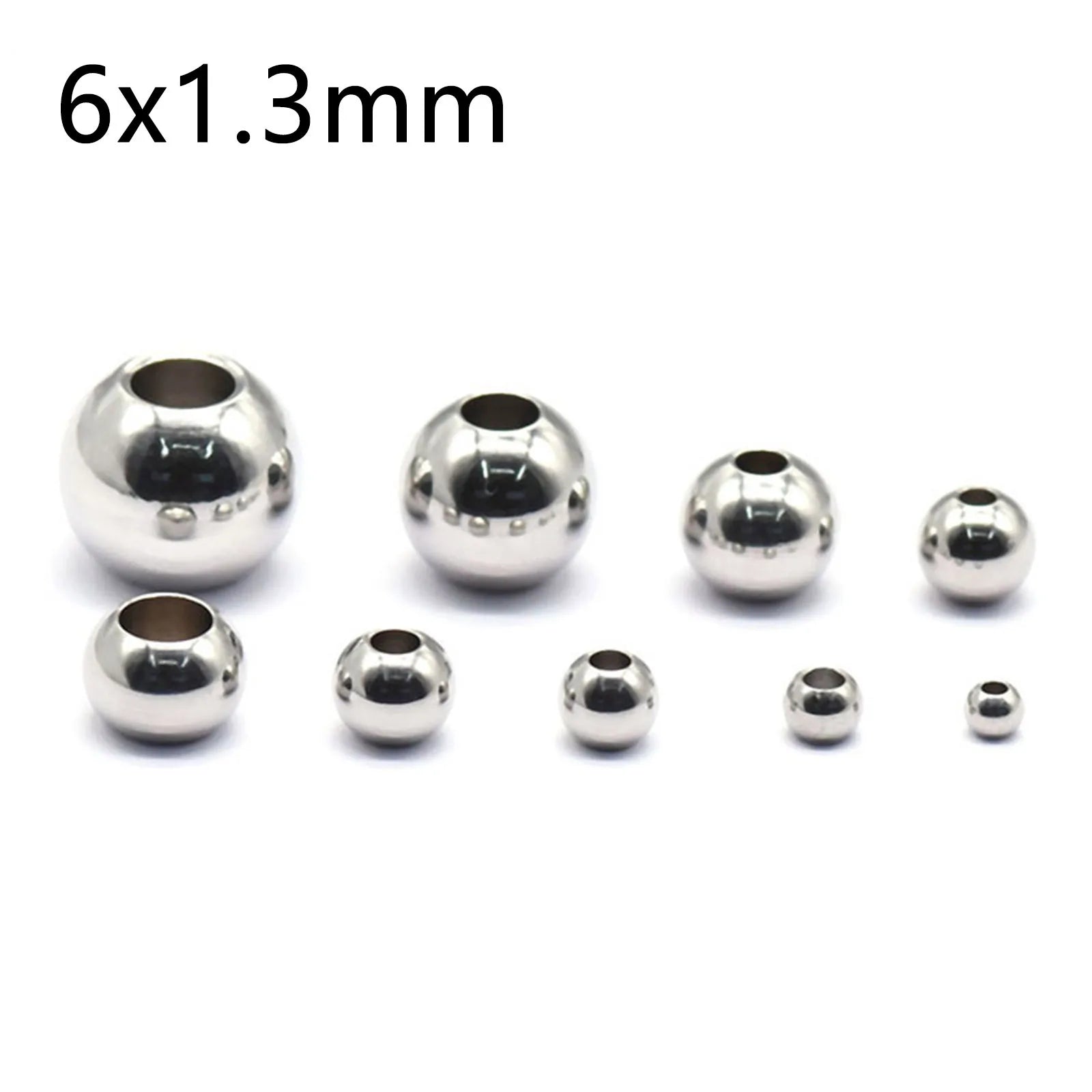 50 Piece 304 Stainless Steel Loose Spacer Beads Charms Silver Color Round Ball Beads For Jewelry Making Diy Necklace Findings