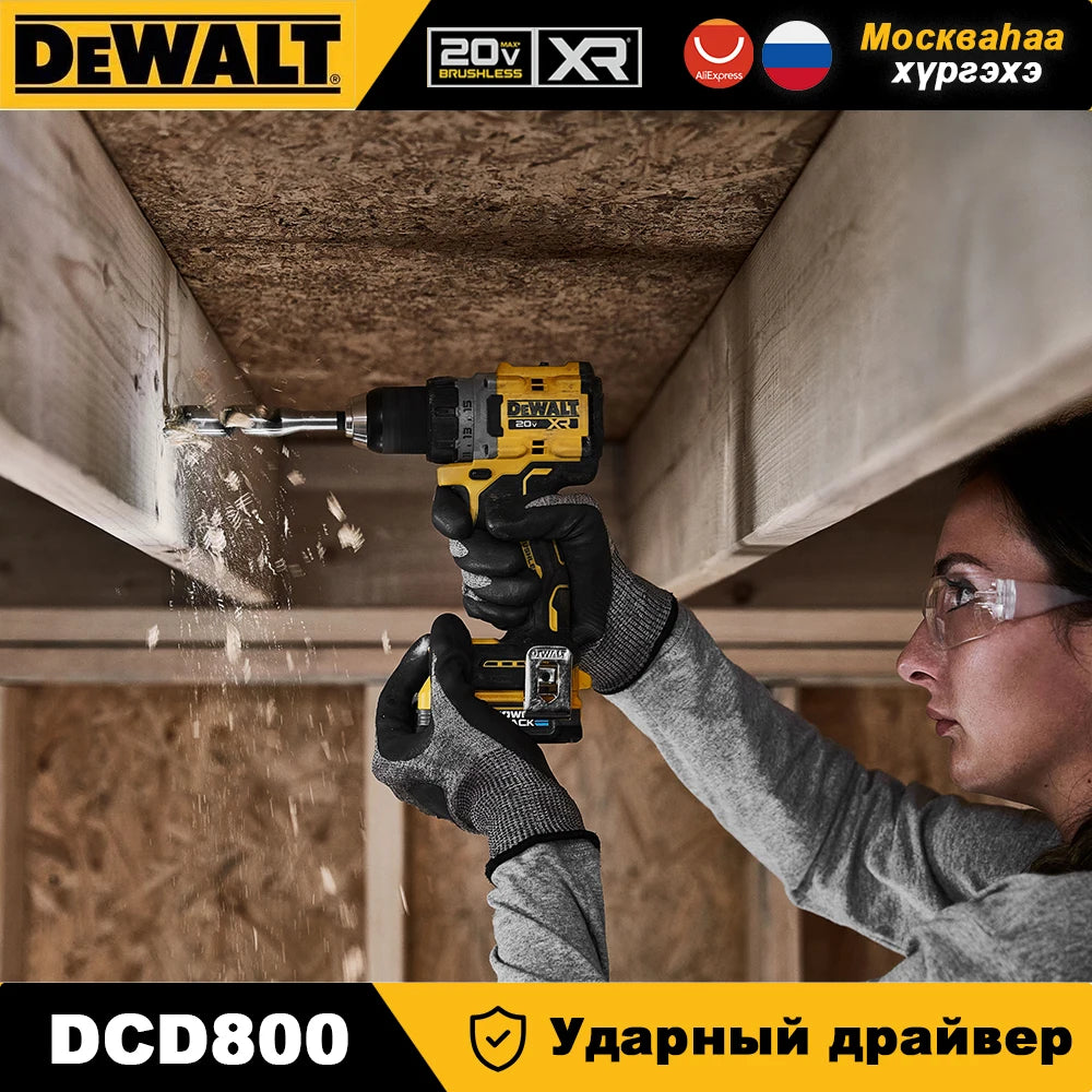DeWalt DCD800 Brushless Cordless Compact Drill Driver 20V Electric Drill Screwdriver Household Rechargeable Lithium Power Tools