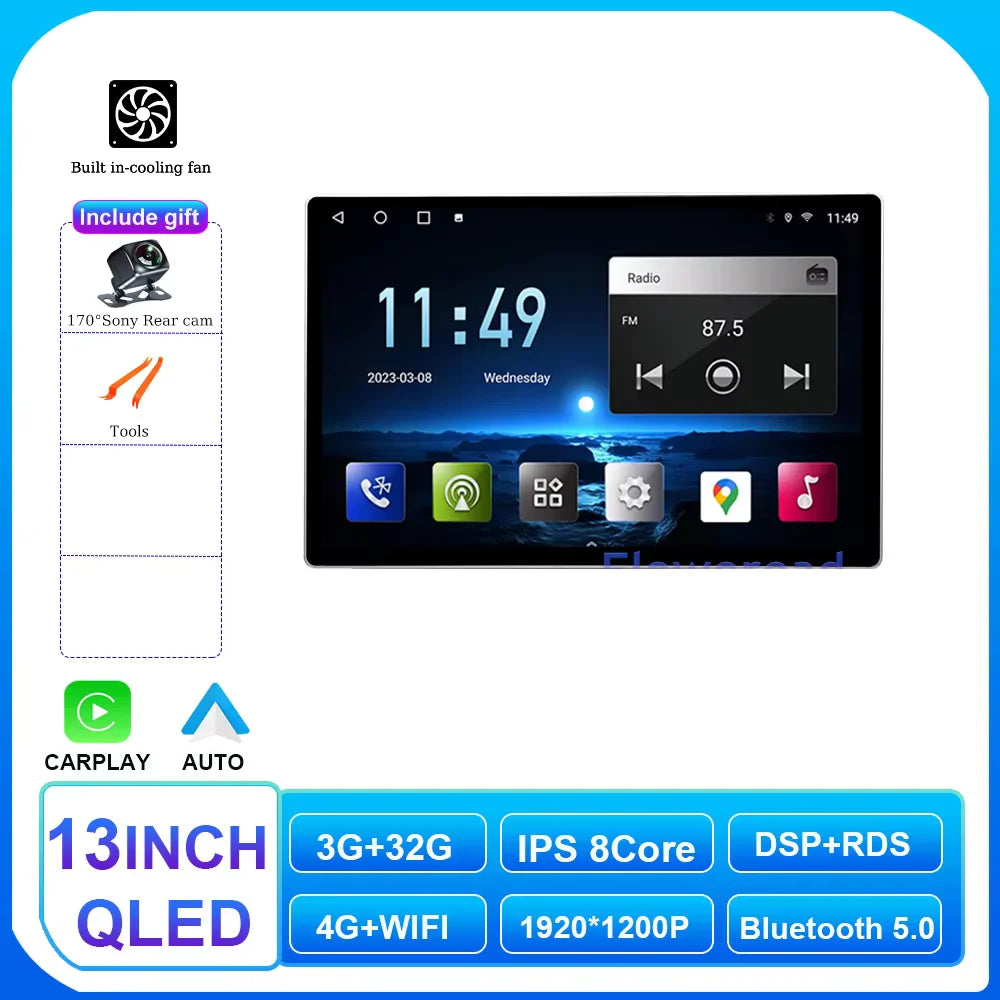 13.1 Inch Car Radio Android 14 For Jeep Wrangler 3 JK 2010 - 2018 GPS Navigation Auto Stereo Multimedia Player