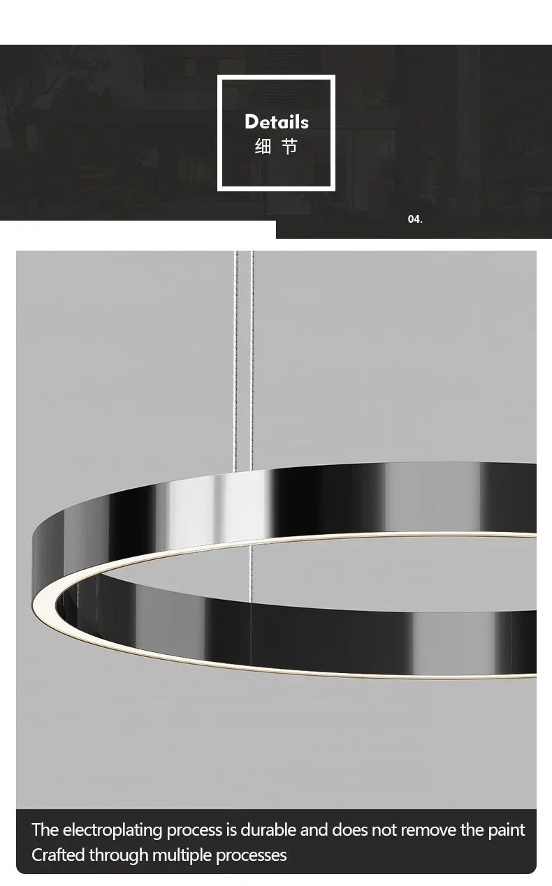 Modern Salon Design Ring Ceiling Chandelier Eye Protecting LED Lamp Bedroom Dining Room Study Pendant Lighting Fixture