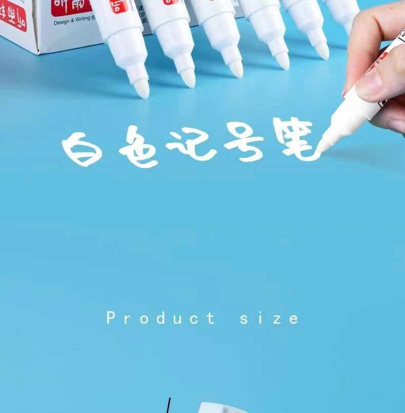 3/5/7Pcs/Set For Metal White Marker Pen Oily Waterproof Plastic Gel Pen Writing Drawing Graffiti Pen Stationery Notebook