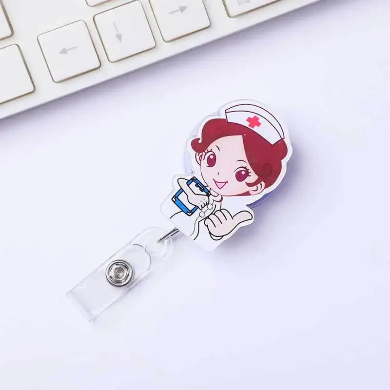 1pc Retractable Nurse Badge Reel Clip Students ID Card Badge Holder Accessories Cute Id Badge Reel School Supplies
