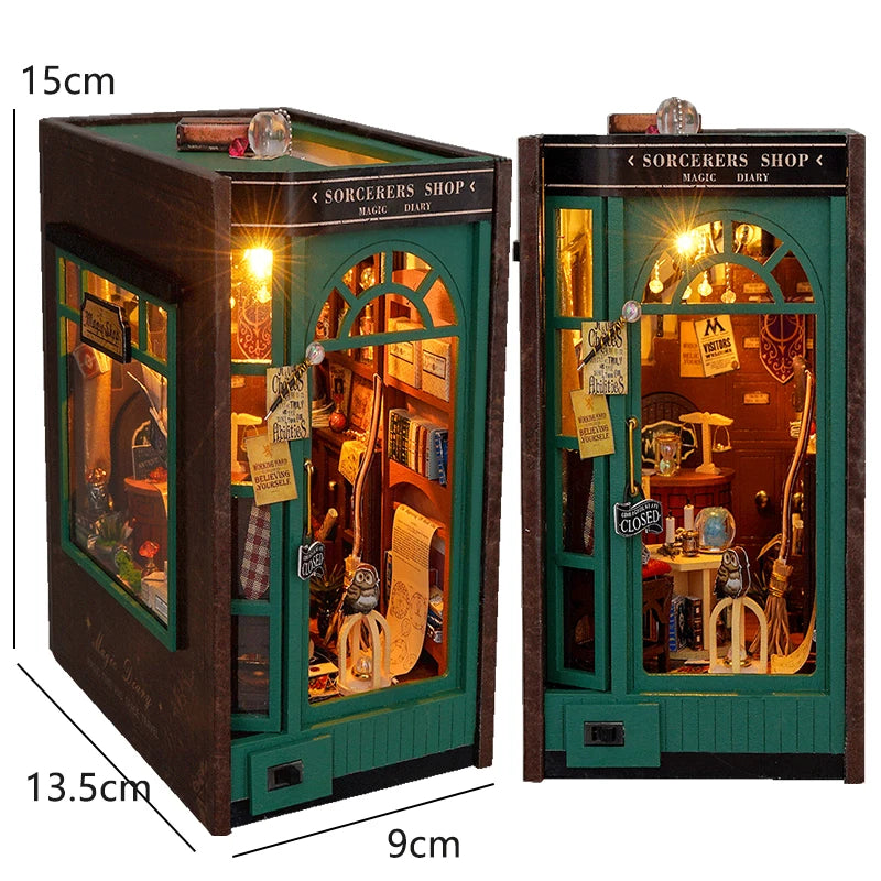 DIY Book Nook Kit Wooden Mini Doll House 3D Puzzle Model Bookshelf Bookends Making Room Toys Home Bedroom Decorations Gifts